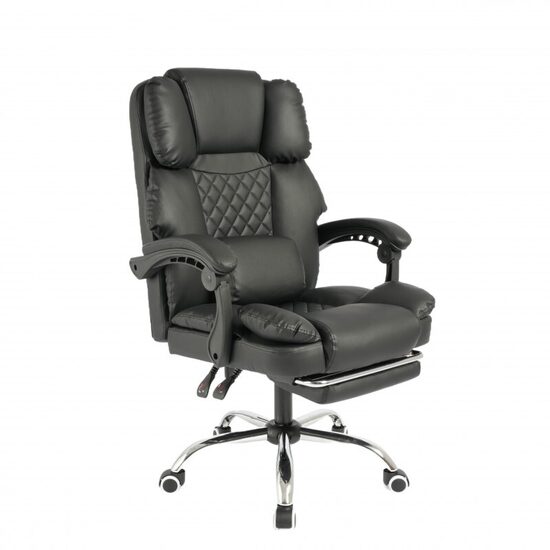 MASTER PRESTIGE grozāmais biroja krēsls, kāju balsts un masieris - melna eko āda KO42CZ